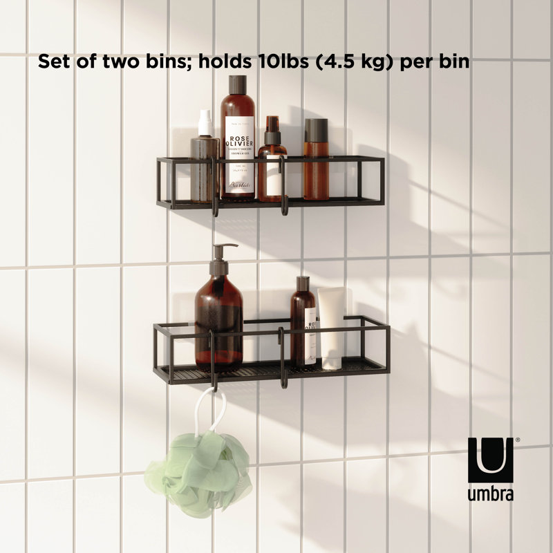 Black Iron Suction Mount Shower Caddy Set