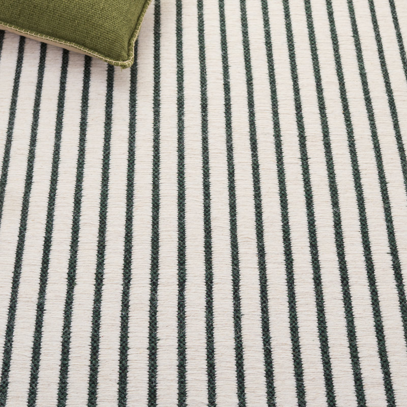 Vermont Hand Woven Wool;Cotton Striped Indoor Rug, Round 6'