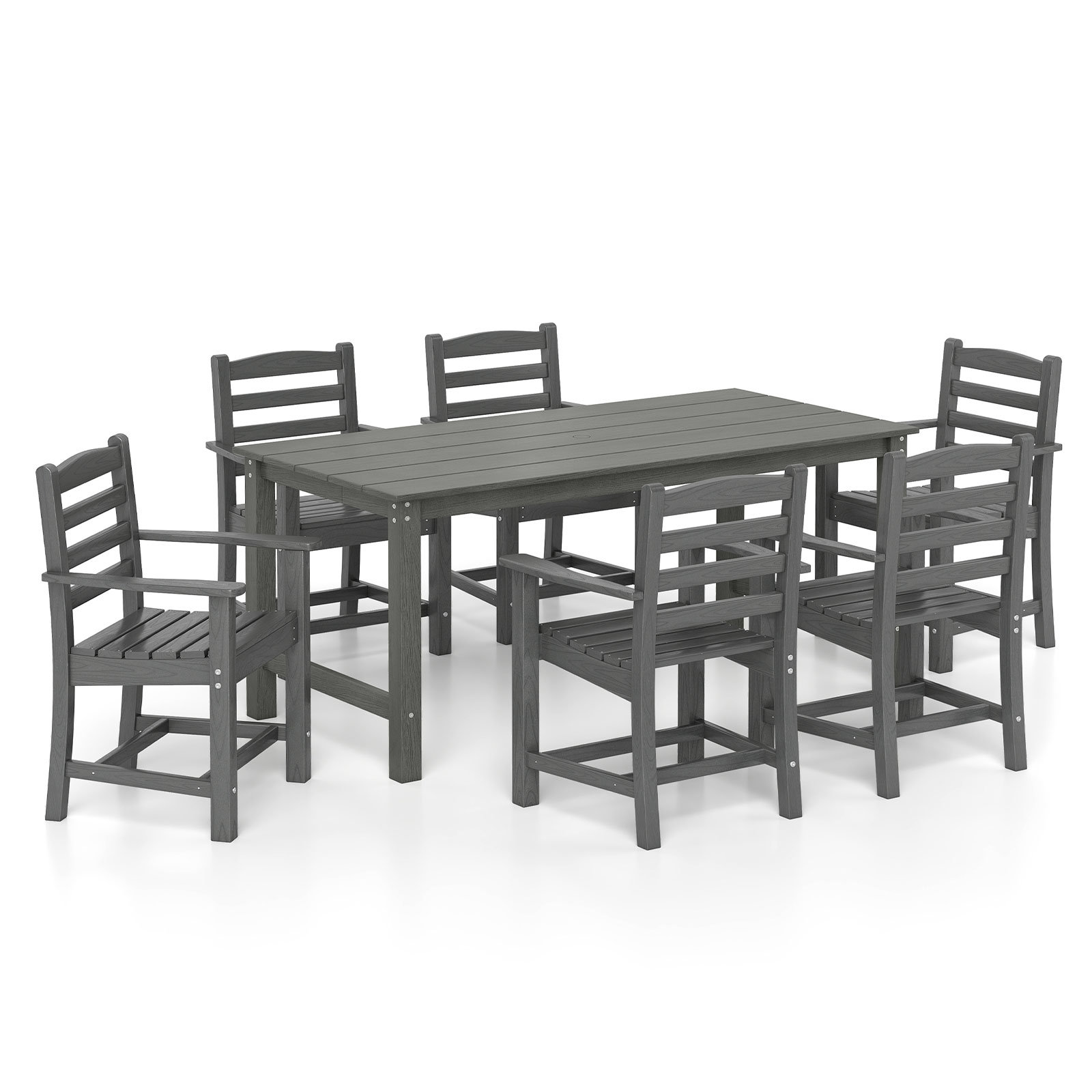 Hokku Designs 7 PCS Outdoor Dining Table Set for 6 People Rectangle ...