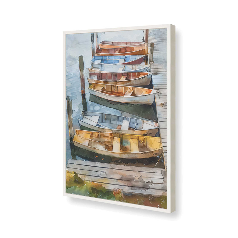 Docked and Dreaming I Framed Print, 37" H x 25" W, Opaque White