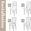 Housses pour chaises de salle à manger extensibles, ensemble de 6