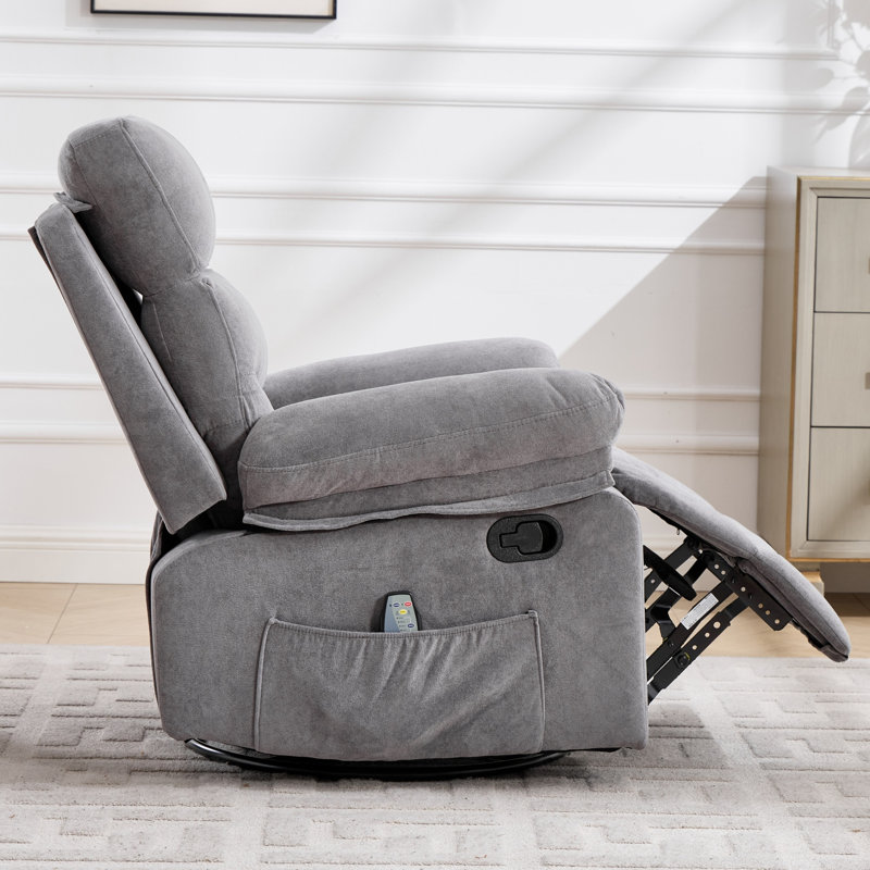 Fauteuil inclinable manuel moderne en chenille avec massage à 8 points et chaleur, fauteuil inclinable et pivotant pour petit salon