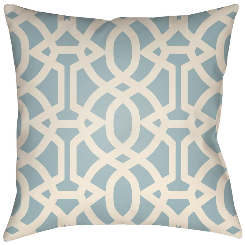 Litchfield Massey Geometric Outdoor Throw Pillow, 26" x 26", Light Blue/Ivory