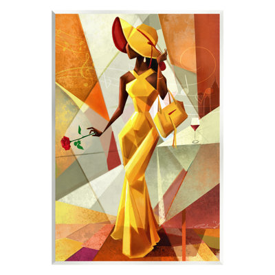 Ax-280-Wood " Modern Cubist Fashion Girl " by Salaam Muhammad