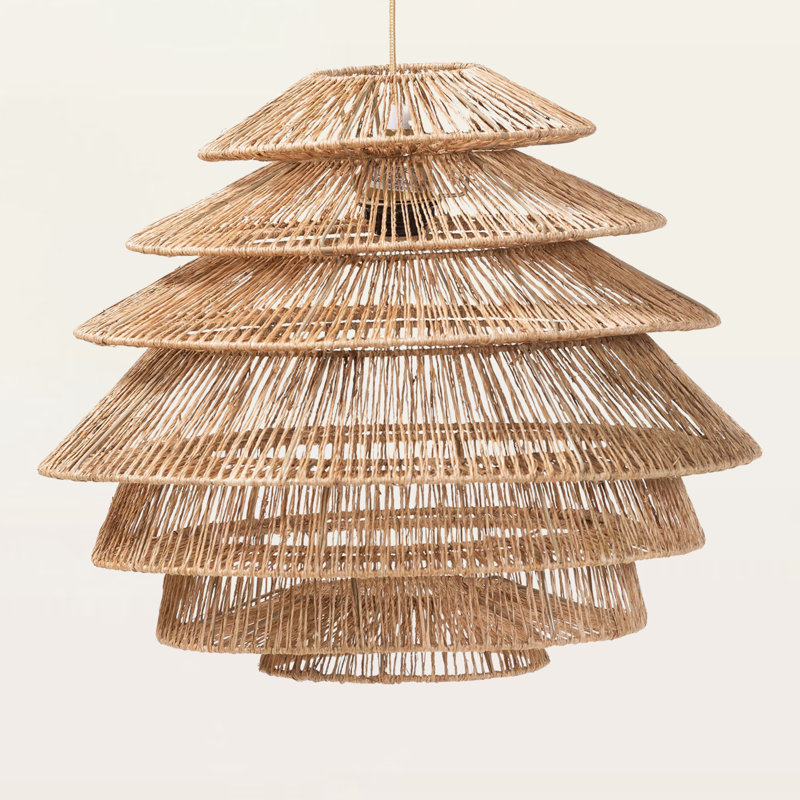 Abat-jour suspendu en jute tissé à la main Kylie - abat-jour bohème côtier avec un design à plusieurs niveaux