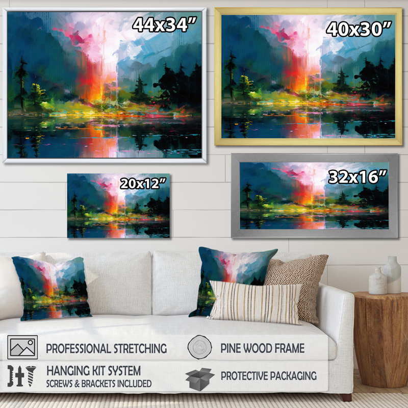 «Scenic Countryside I» sur toile, H 24 po x l 32 po x P 1 po, Cadre flottant blanc