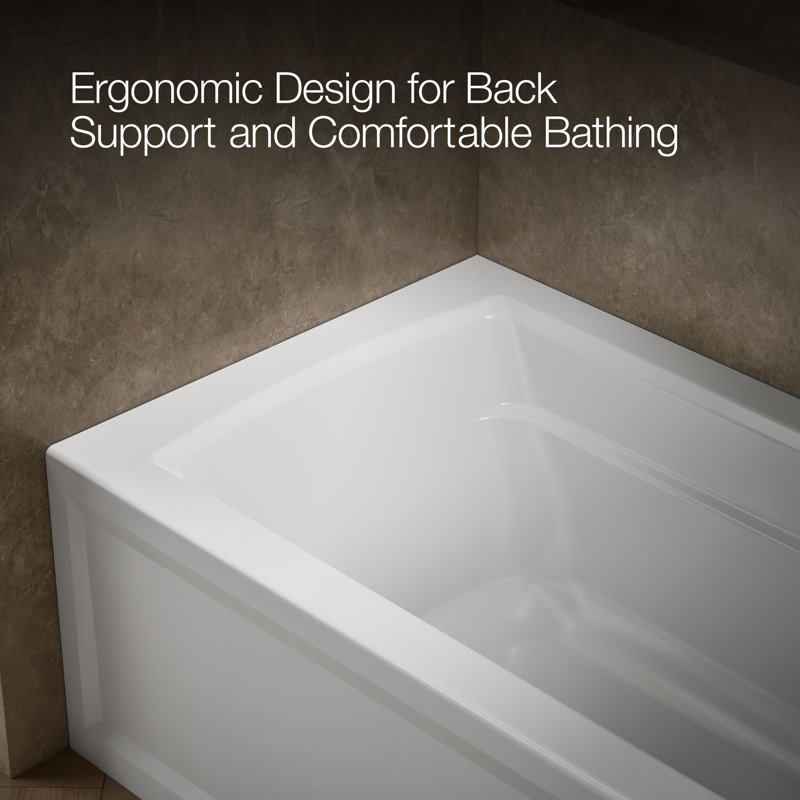 Archer® 60" x 32" Soaking Acrylic Bathtub with Heater, Right, White