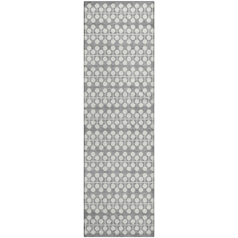 Premium Machine Washable Mayfield AMF2247 Geometric Rug, Gray, 2'3" x 7'6" Runner