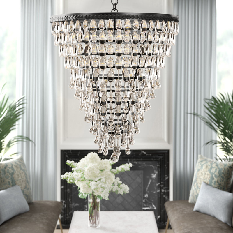Lustre à niveaux unique 7 lumières Beno, Noir