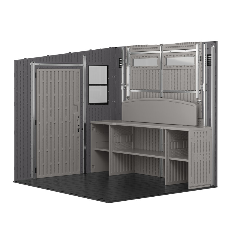 Suncast Cabana Entertainment Shed & Bar 8x7 - Cool Grey With Assembly, Yes