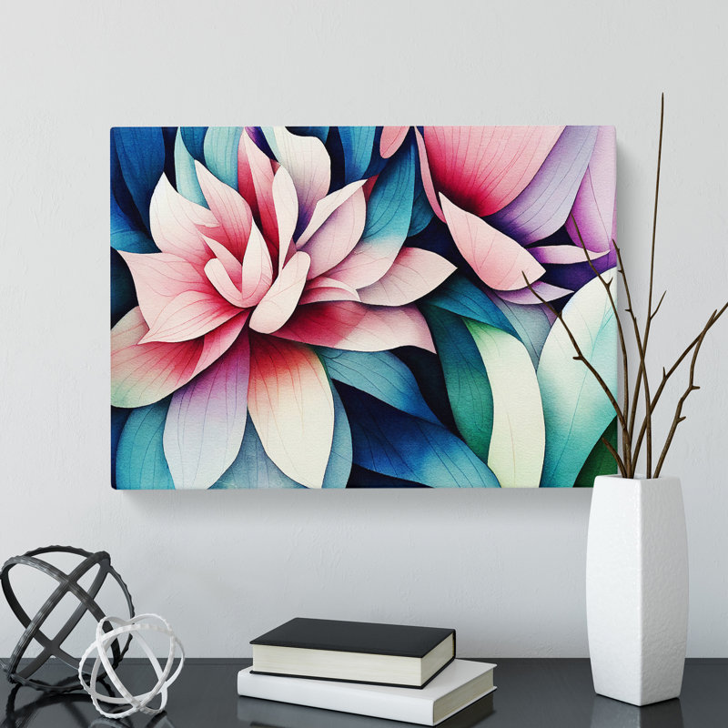 Exciting Watercolour Flowers Abstract - Wrapped Canvas, 35cm H x 50cm W x 3cm D
