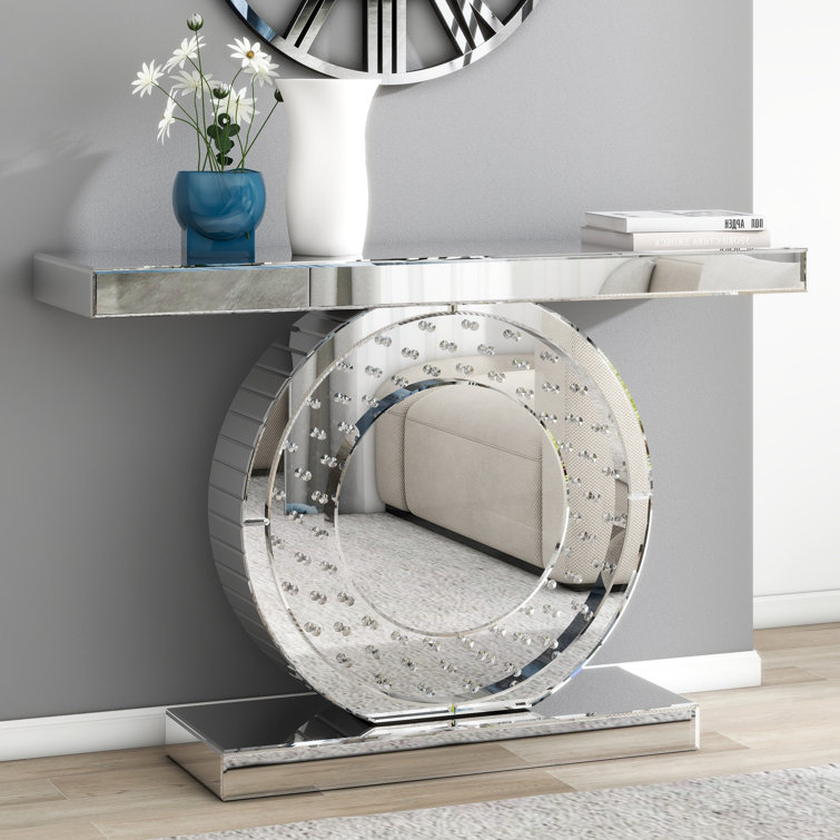 Rillamas 47.2" Mirrored Glass Console Table