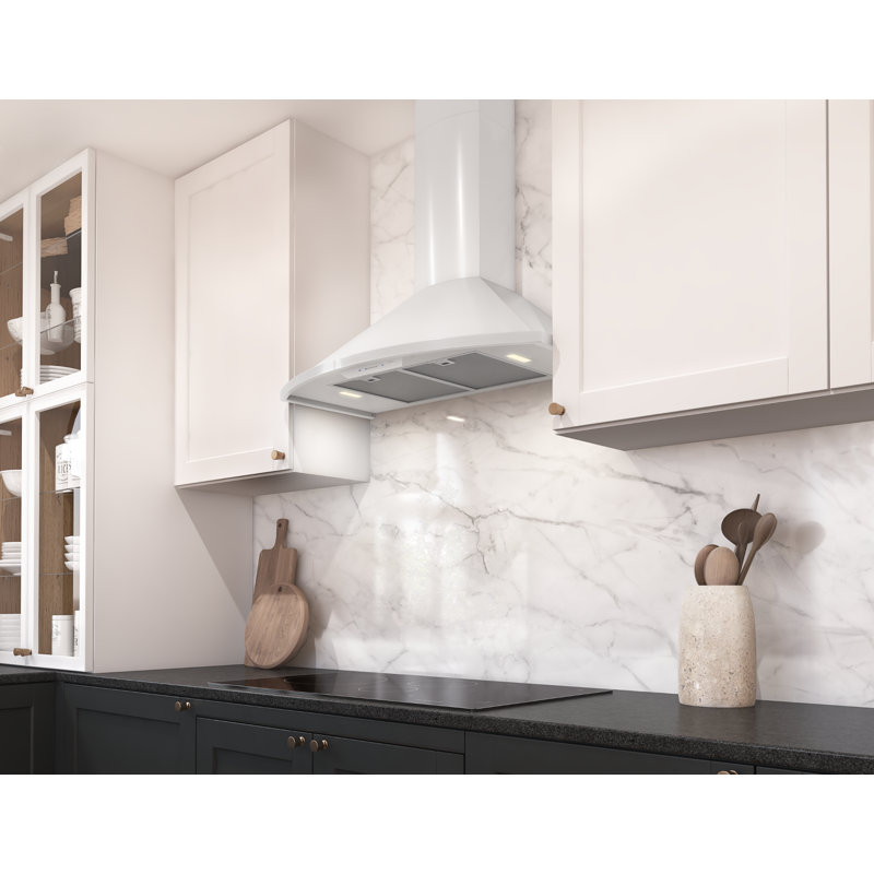 Zephyr Savona 30 in. 600 CFM Wall Mount Range Hood with LED Lights, White, 36"