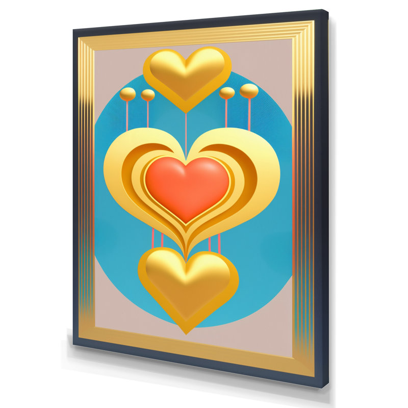 Dericka Shining Contemporary Red Heart III - impression sur toile tendue, H 20 po x l 12 po x P 1 po, Toile tendue