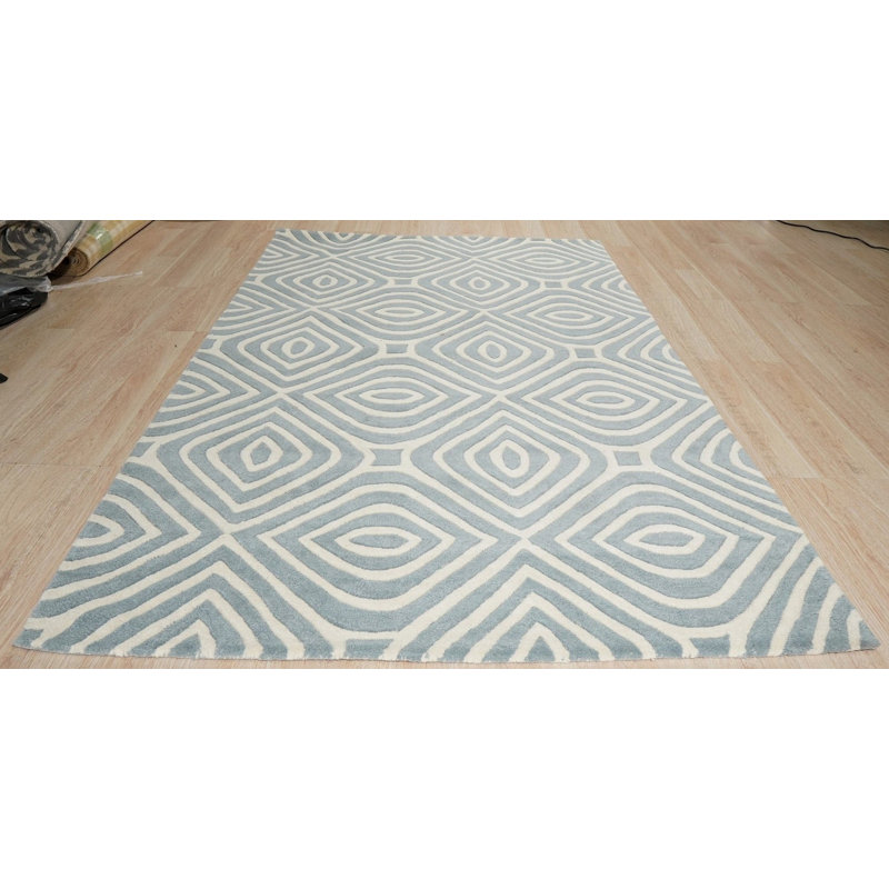 Hand-Tufted Wool Modern Stripes Rug , Stylish Blue Area Rug for Living Room, Bedroom, Office, & Home Décor , Durable & Contemporary Design