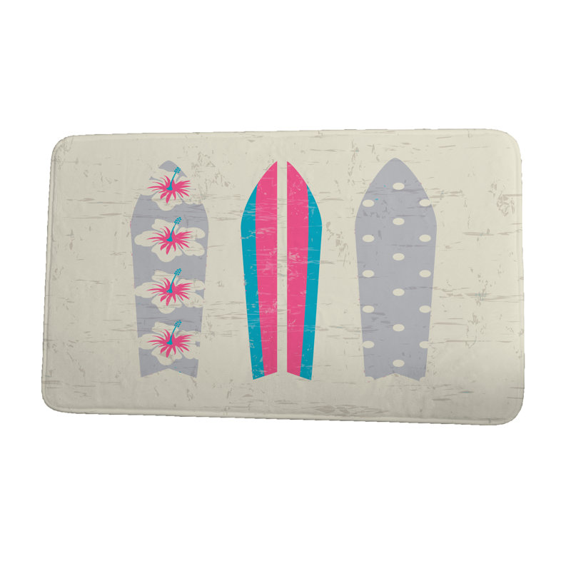 Tapis de bain, l 21 po x L 34 po, Gris / rose
