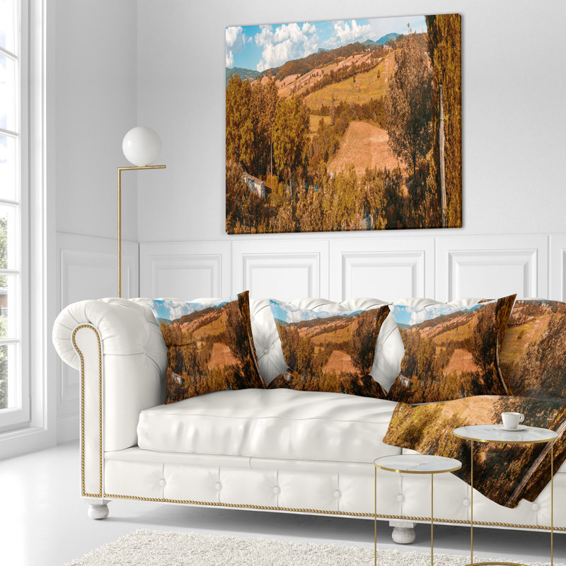 Orange Orange Mountains Toscane - coussin à imprimé paysage, 16 po x 1 po, Coussin décoratif