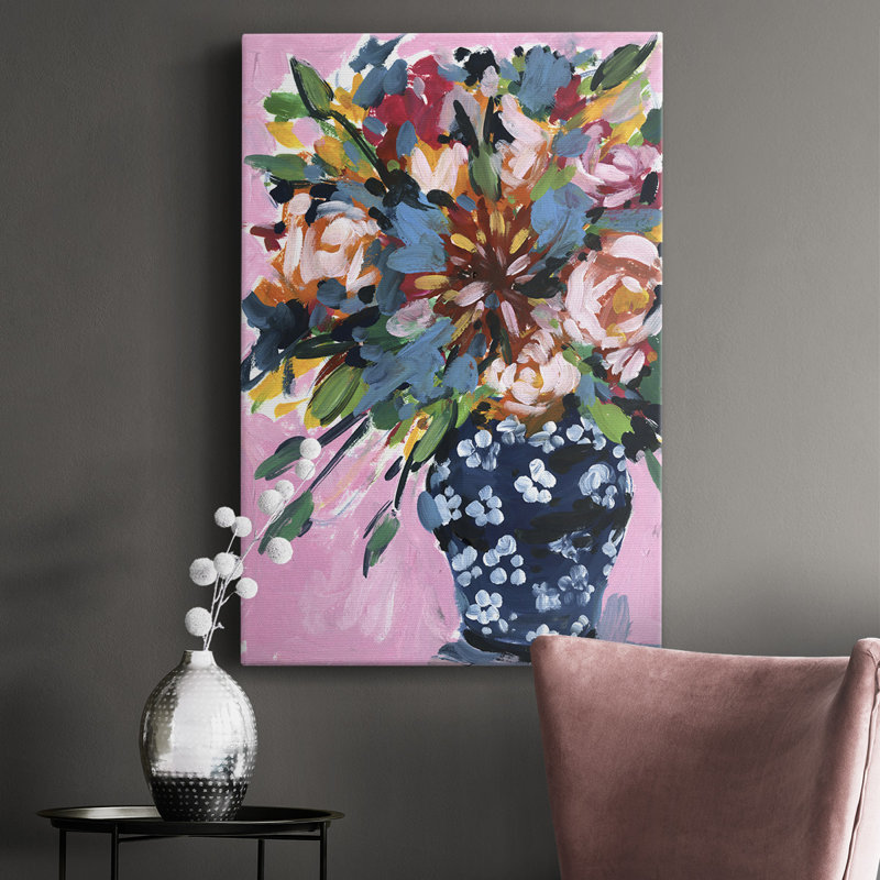 Bouquet dans un vase I - reproduction sur toile tendue, L 12 po x H 18 po