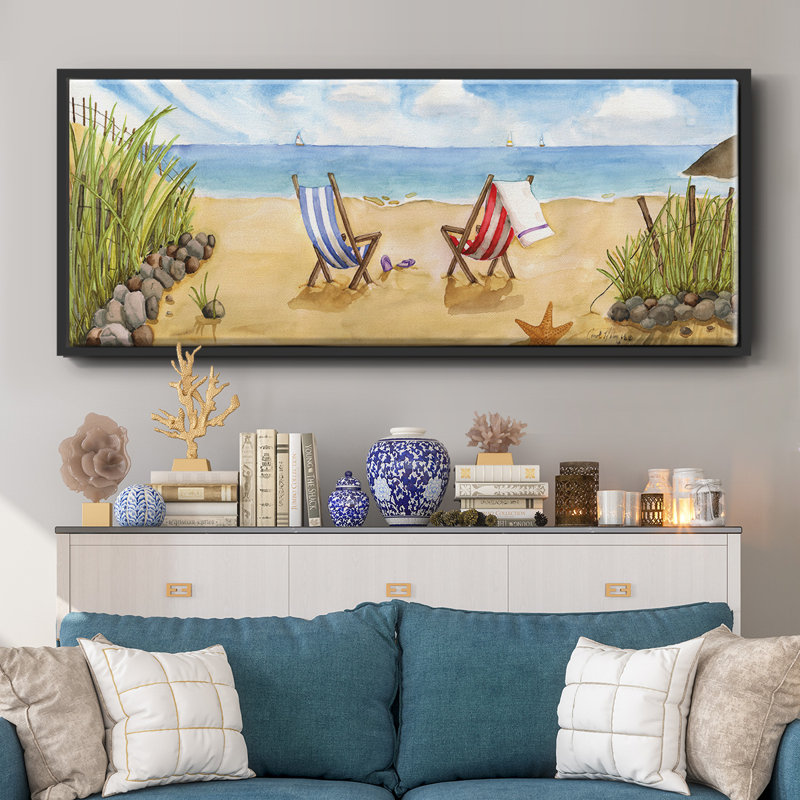 Beach For Two- Framed Canvas, 24" H x 60" W