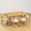 Ensemble de salle à manger 7 pièces, table rectangulaire et 6 chaises rembourrées à dossier arrondi, style scandinave, pour salle à manger et cuisine-1602557987