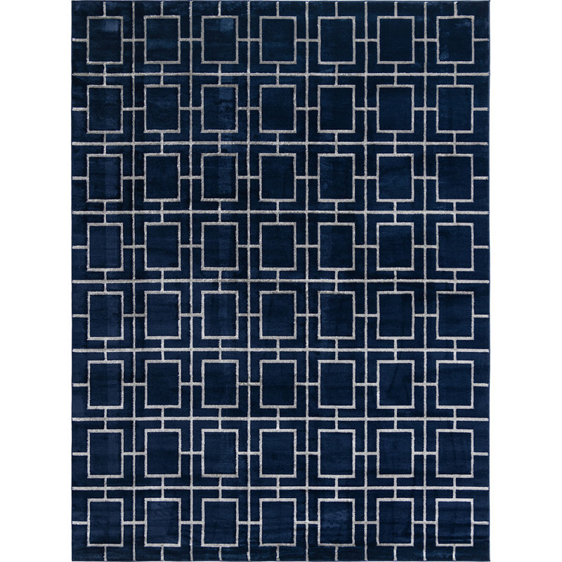 Tapis contemporain bleu foncé Corando, Rectangle 10 pi x 13 pi