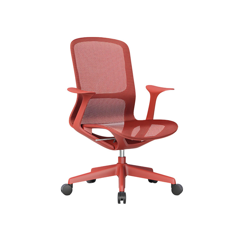 40.94″ Modern Minimal Red Ergonomic Chair, Mesh Lumbar Support Swivel Office Chair