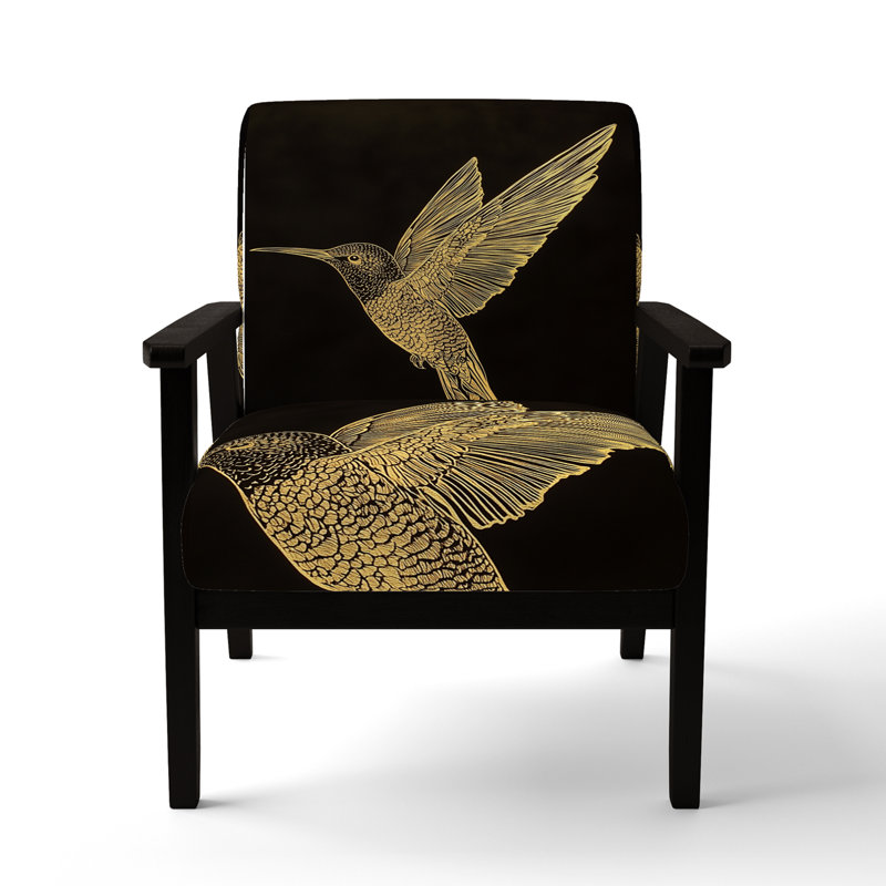 Chaise d'appoint Hummingbird - Fauteuil Mystical Hummingbird, Black Square Arms