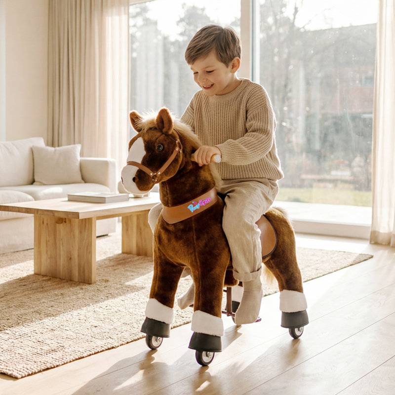 Model U Ride On Horse, Brown, 36" H x 15" W x 34" D