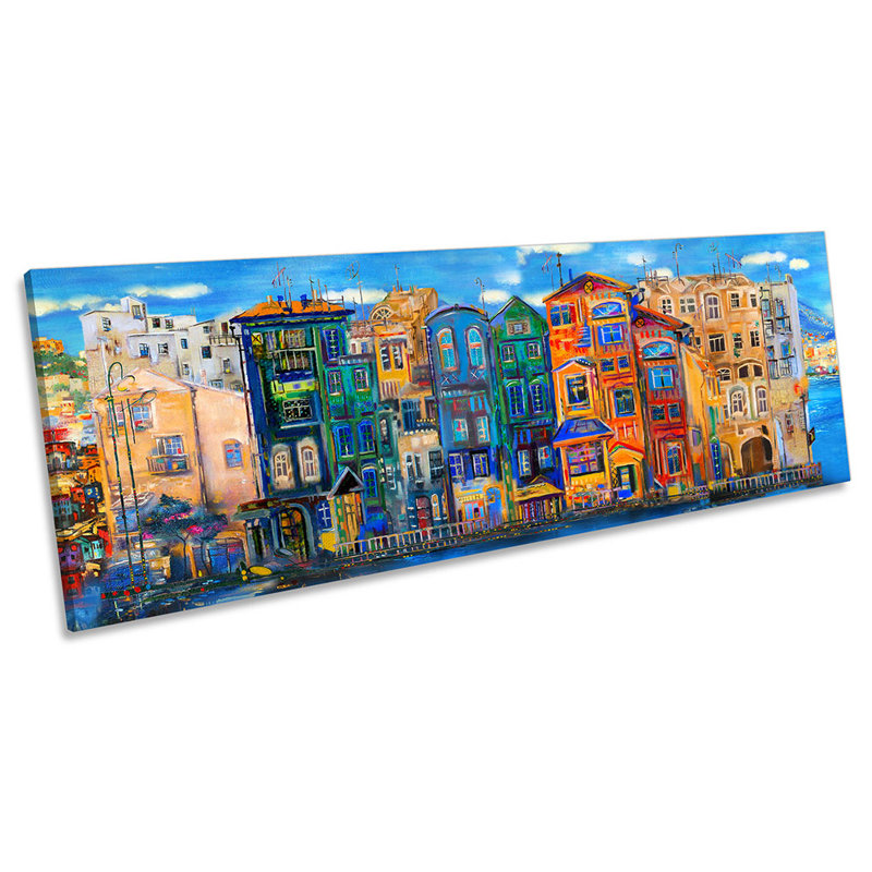 Cityscape Skyline Paint Repro - Wrapped Canvas Panoramic Print, 40.64cm H x 121.92cm W