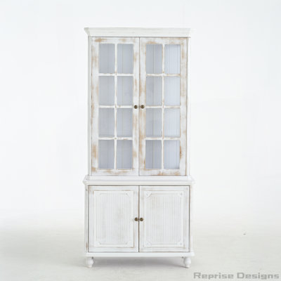 77.5'' Tall Vintage Display Cabinet With Double Glass Doors