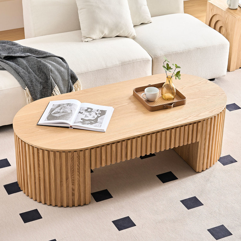 Modern Coffee Table With Storage Drawer, 52.31'' Oval For Living Room Table, Drawer Function
