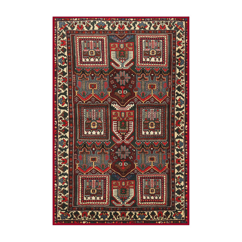 Tapis traditionnel marron / vert, Rectangle 2 pi x 4 pi