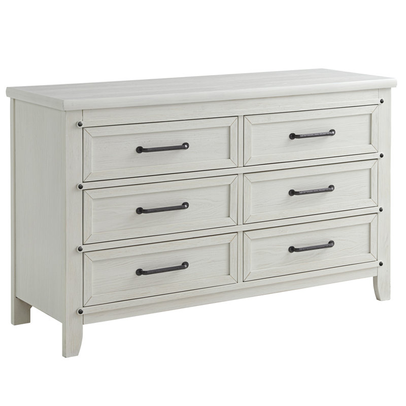 Ellison 6 Drawer Kids Dressers, Rustic White