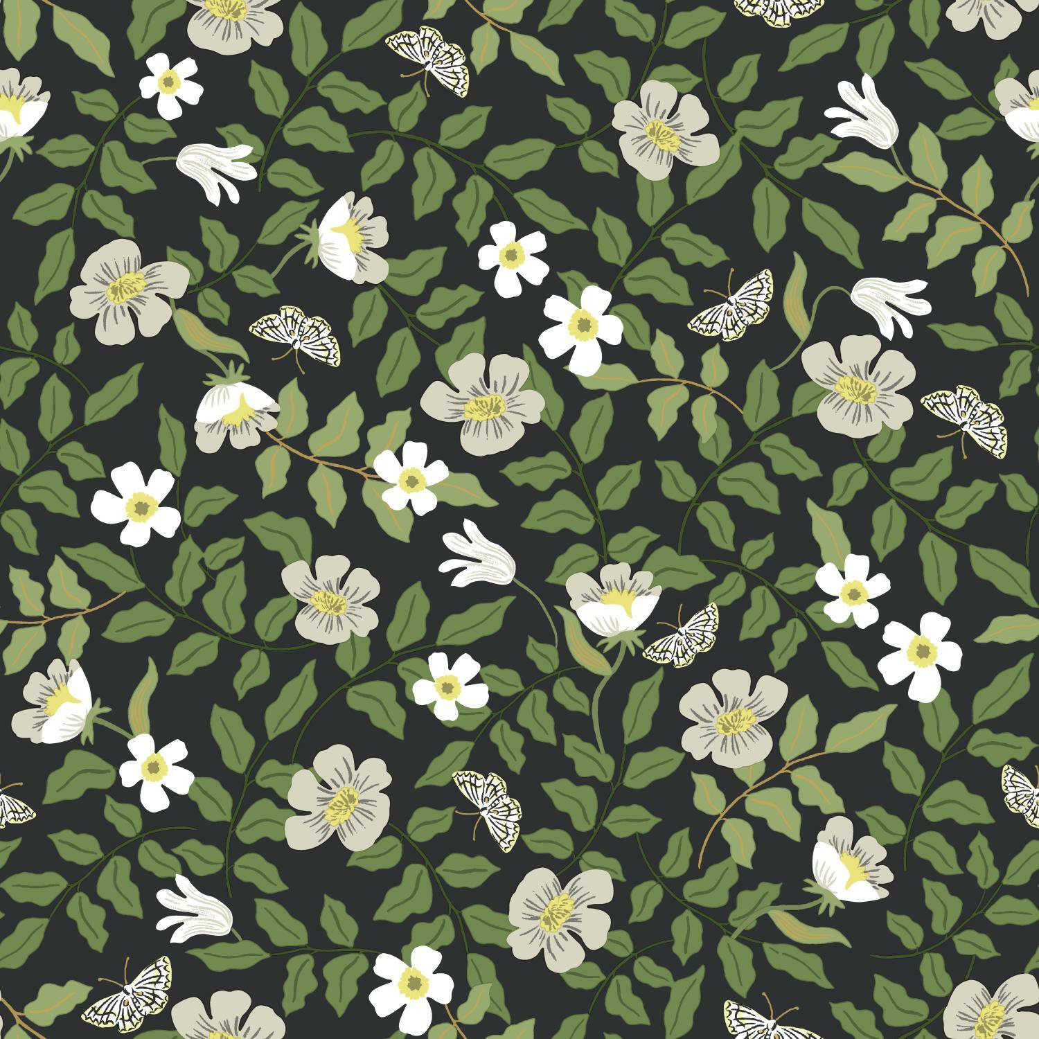 Primrose Self-Adhesive Wallpaper, Off White/Black