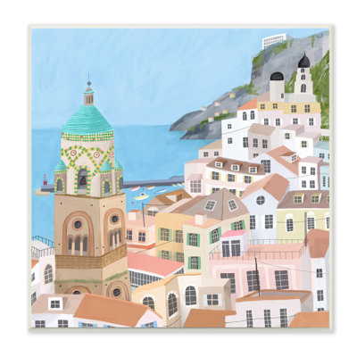 «Amalfi Traditional Italian Architecture Coastal Cliffside Cityscape», art mural sur toile surdimensionné par Carla Daly