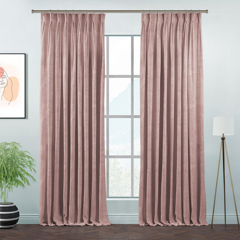 Room Darkening Single Curtain Panel, Pink, 190 W x 375 D cm
