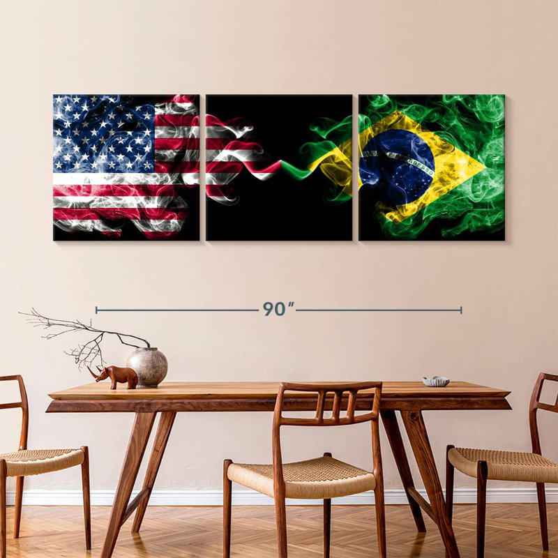 Ensemble de 3 drapeaux en toile tendue Smoky USA, H 36 po x l 110 po x P 1,25 po