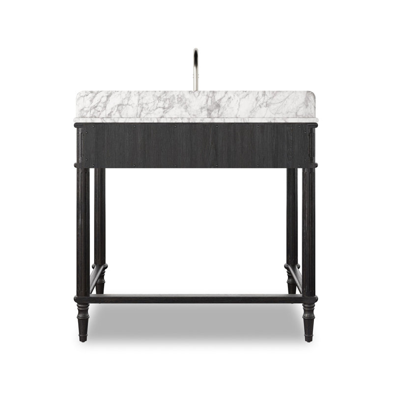 Toulouse Washstand-Washed Blonde Oak, Satin Black