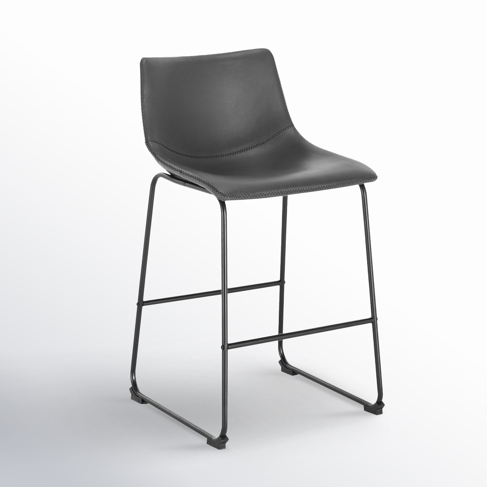 Bela 24" Bar Stool, Gray Faux Leather