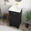 Meuble-lavabo noir en panneau de fibres à densité moyenne de 20 po avec lavabo en céramique, porte à fermeture douce, tablette réglable et support de rangement fixé à la porte-1584268064