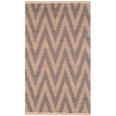 Aeris Hand Woven Cotton/Jute Chevron Rug in Natural/Gray