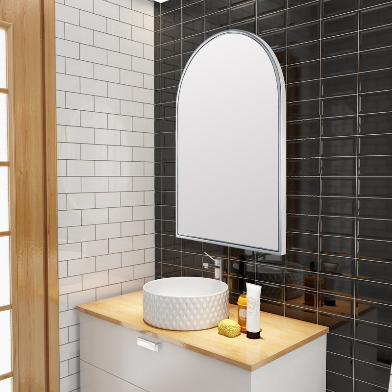 Mcfarren Metal Arch Wall Mirror, Polish Chrome