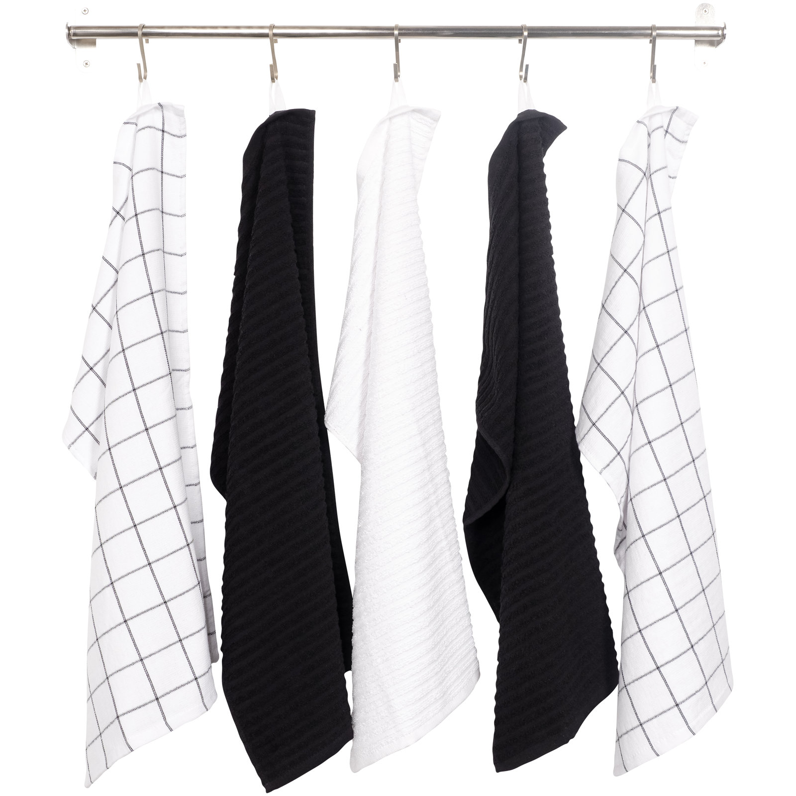 Reverse Terry Cotton Tea Towel, Black