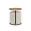 Table d'appoint ronde en placage de chêne avec repose-pieds dissimulé en tissu Teddy, table de bout de 17,3 po de diamètre avec siège escamotable, mobilier d'appoint peu encombrant pour le salon et la chambre à coucher