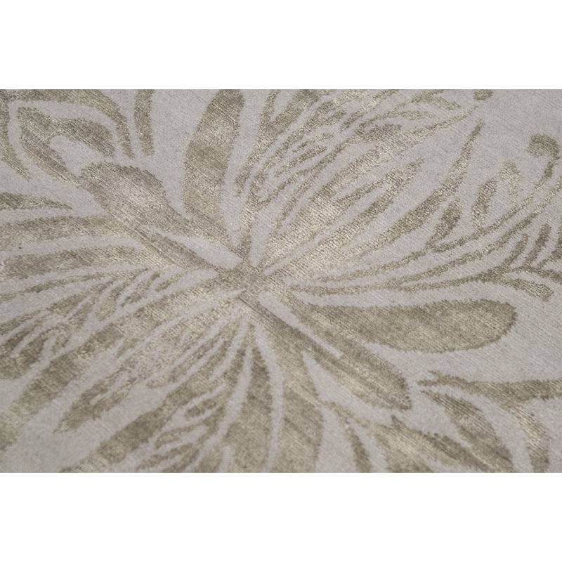 Tibetan Floral Area Rug in Gray
