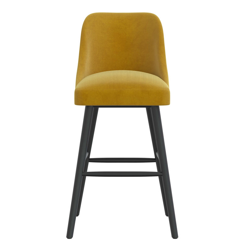 Tabouret de bar et de comptoir Gallie, Tabouret de bar (siège d'une hauteur de 31 po), Velours moutarde