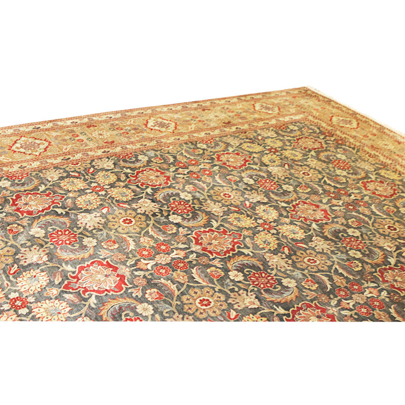 Hand Knotted Wool Area Rug in Black And Gold