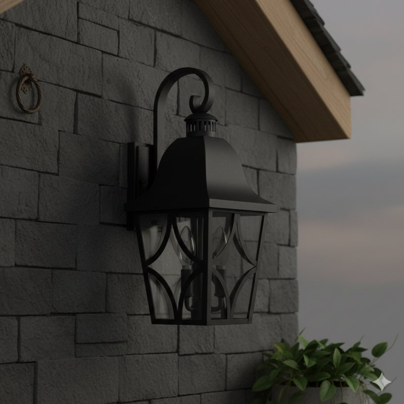 Two Exterior Wall Sconce Lights Designed For Porch And Outdoor Walls, Built With Waterproof Housing, A Matte Black Finish, And Clear Glass Panels. Perfect For Mounting On Houses, Garages, And Front Entryways (Set Of Two).