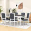 Ensemble de table de salle à manger extensible 7 pièces Rustic avec rallonge amovible et 6 chaises rembourrées-1957825806-1957825807