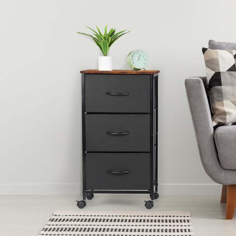 3 Drawer Storage Drawer with Locking Wheels